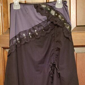 Ladies' Morbid Threads sz. S skirt; pre-owned; black/grey; elastic waist; Goth